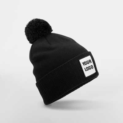beechfield applique patch pom beanie